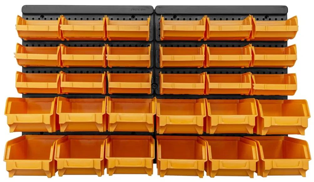 Set cutii depozitare 32 piese cu panouri de perete galben negru