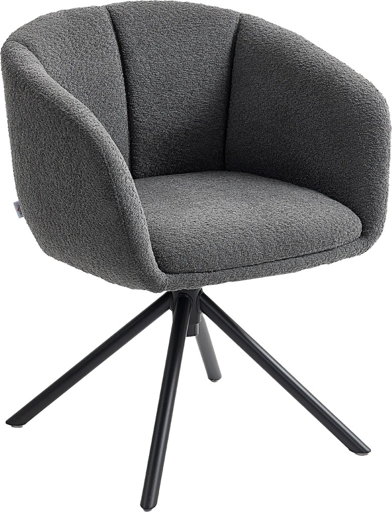 HOMCOM Fotoliu, scaun tapițat cu coajă de șezut confortabilă, rotativ, tapițerie plăcută, până la 120 kg, Gri închis | Aosom Romania