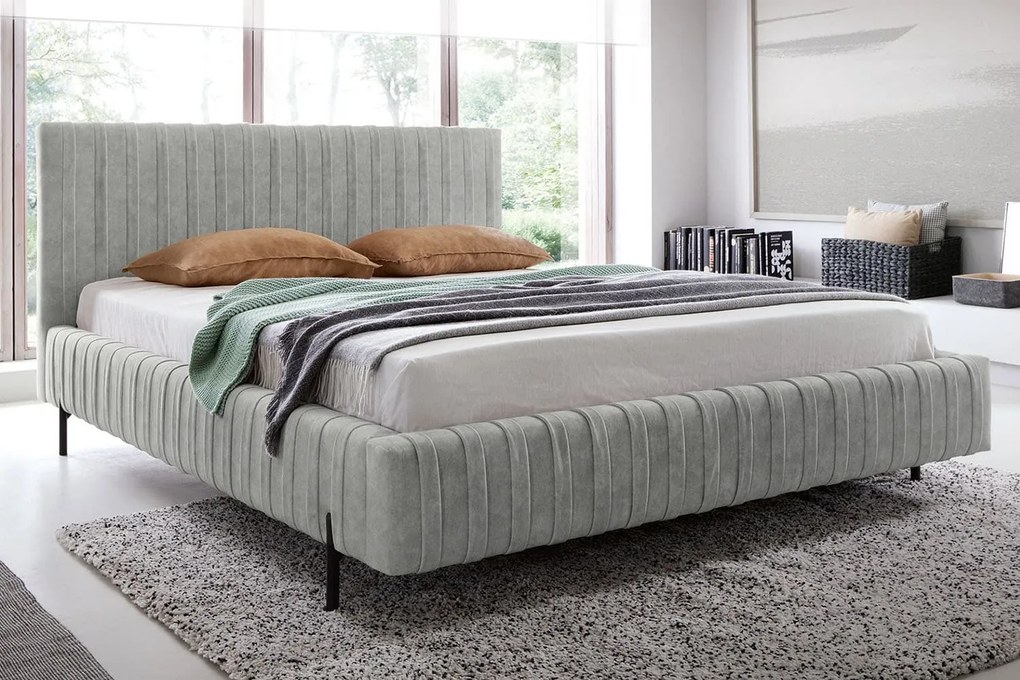 Pat lemn masiv Tapițat Plix cu Ladă Depozitare Personalizabil 140/160/180 x 200 cm - Velvetmat 100, 180 x 200 cm