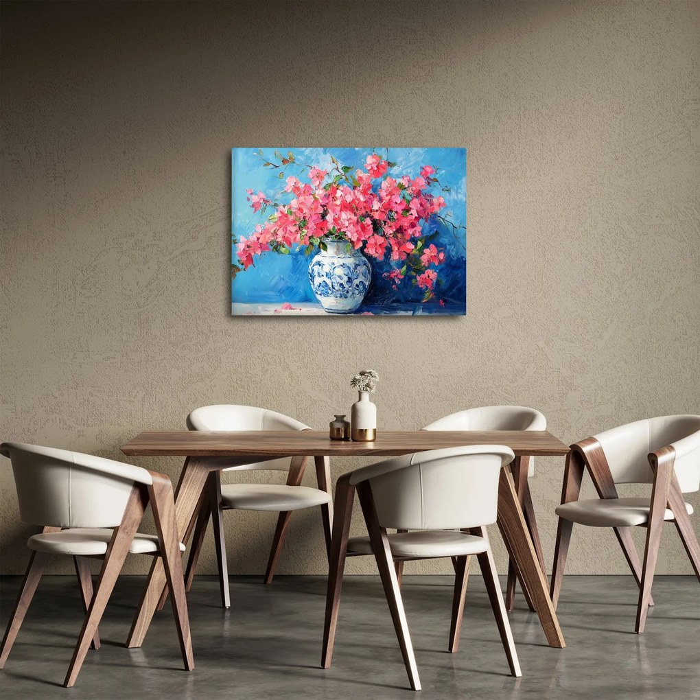 Tablou - Vază cu flori roz (70x50 cm)