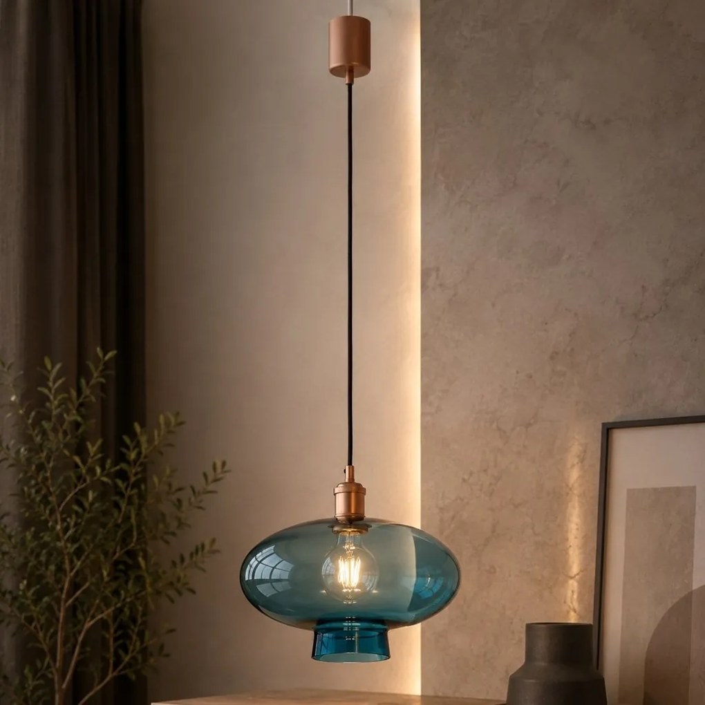 Lustra/pendul design decorativ TRESCO cupru/blue