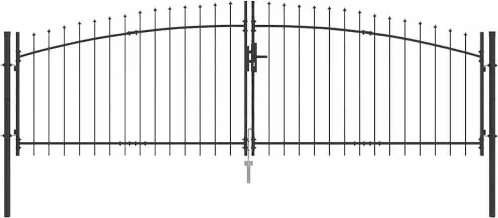 vidaXL Poartă Dublă cu blocare Gri 400 x 199.5 cm Oțel
