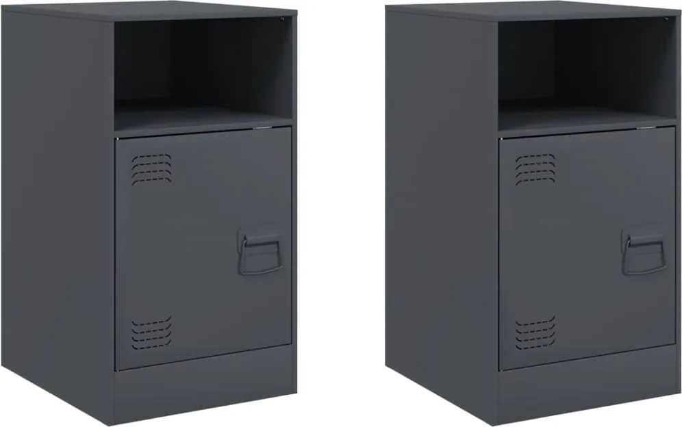 vidaXL Noptiere, 2 buc., antracit, 34,5x39x62 cm, oțel