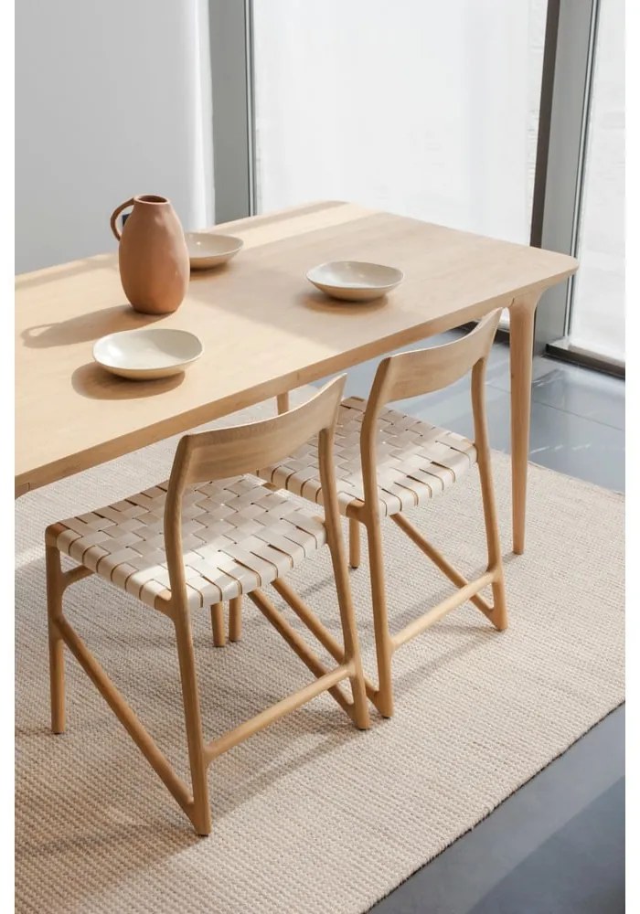 Scaun din lemn masiv de stejar Gazzda Fawn, alb