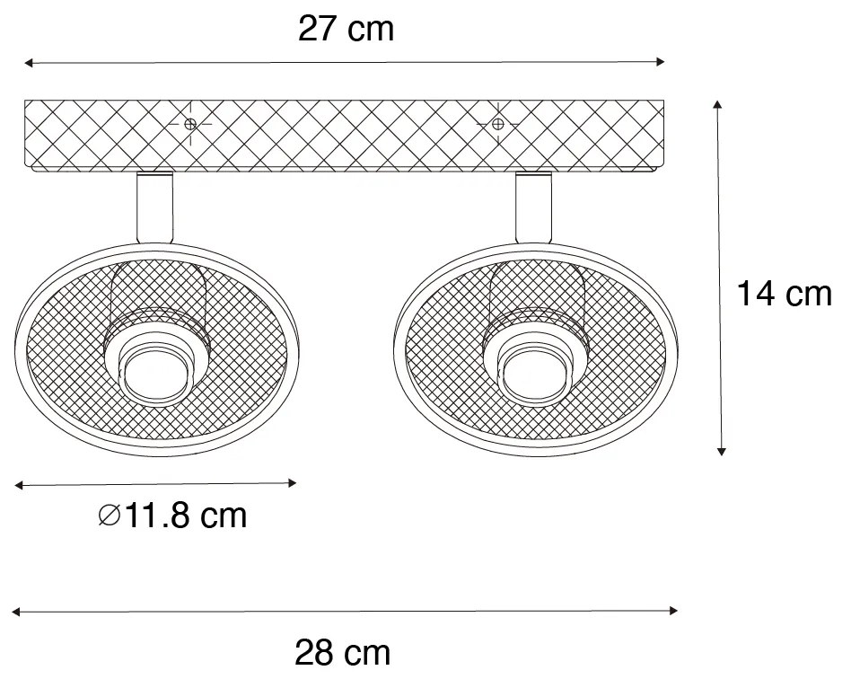 Plafonieră industrială cu spoturi neagră cu lemn 2 lumini - Jasmine