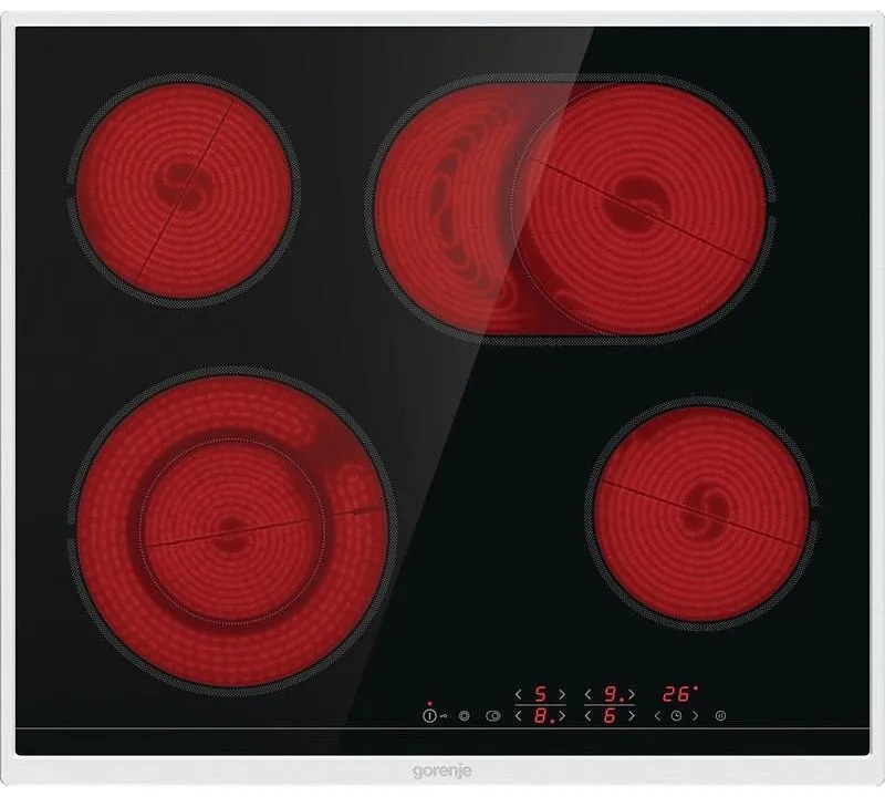 Plita vitroceramica incorporabila Gorenje ECT643BX, 7000W, 4 zone HiLight, 9 trepte, FishZone, Timer, Electrica, Negru