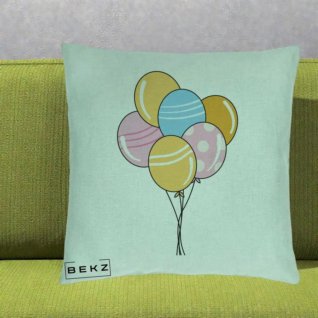 Perna Decorativa Baloane Petrecere, 40x40 cm, Verde Menta, Husa Detasabila, Perna Inclusa, BEKZ®