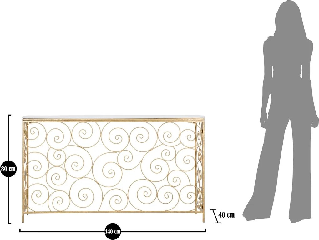 Consola Spiral, Mauro Ferretti, 140x36x82 cm, fier, auriu
