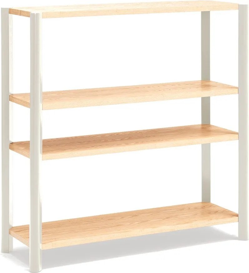 Etajeră crem/în culoare naturală deschisă cu aspect de lemn de stejar 126x128x43 cm Bona – Teulat