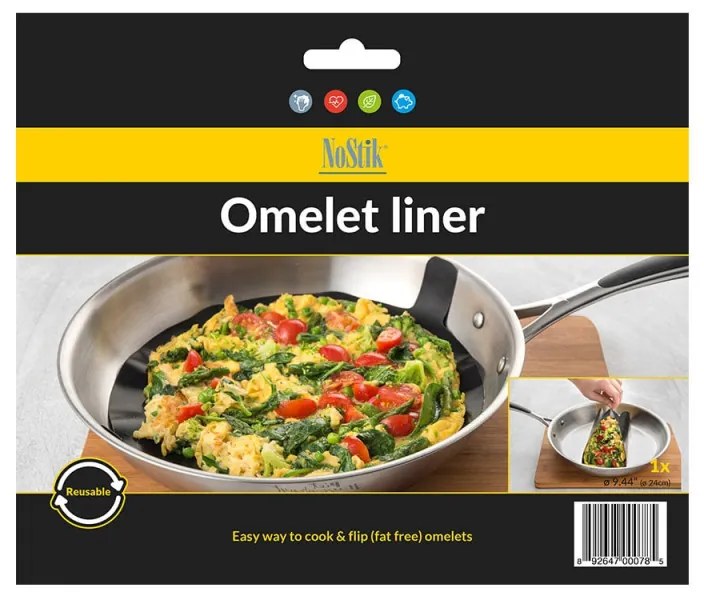 Pad antiaderent pentru tigaie NoStik DDD 430, Diametru 24 cm, Pana la 260°C, Pentru omleta, Reutilizabil, Negru