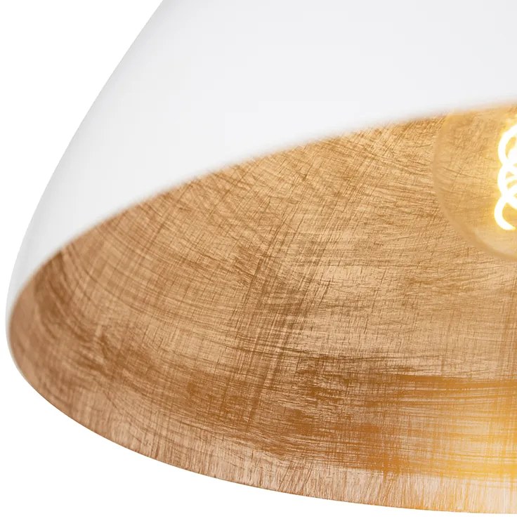 Lampă industrială cu pandantiv alb cu auriu 50 cm - Magna Eco