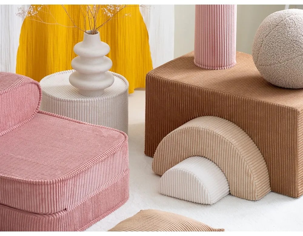 Teren de joacă din spumă maro 3 buc. din catifea reiată înălțime 37 cm 75x49 cm Rainbow Montessori – Wigiwama