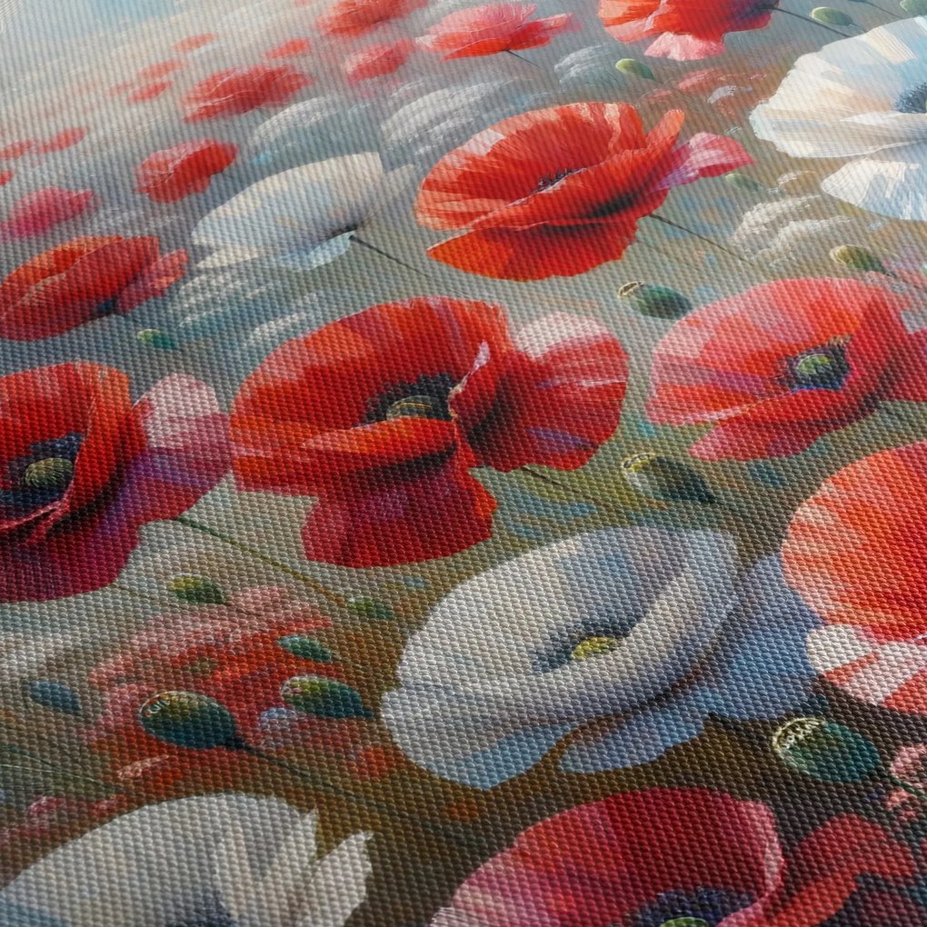 Tablou - Câmp de maci (cu ceas) (90x30 cm)