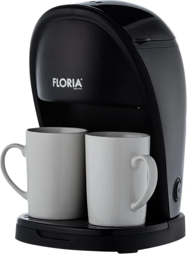 Aparat de facut cafea Floria ZLN9297, filtru de nailon, cupa pentru masurat, 2 cesti incluse, Negru