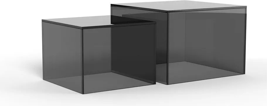 Măsuțe de cafea gri 2 buc. din sticlă 50x50 cm Dice – Actona