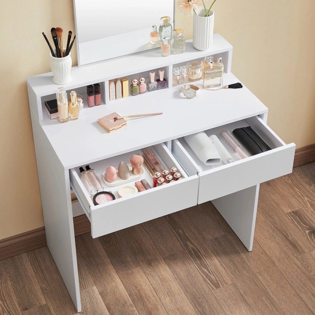 Măsuță de toaletă VANESA, 80x40x140cm, albă Jurhan