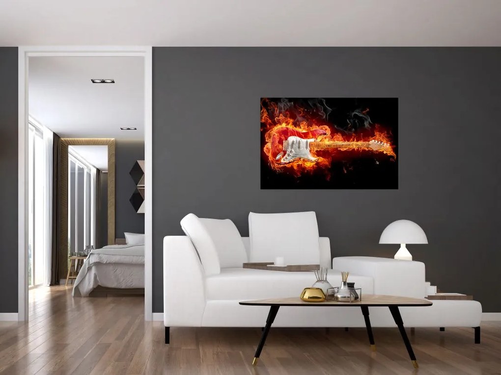 Tablou - Gtara în flăcări (90x60 cm)