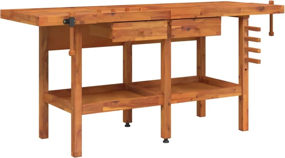 vidaXL Banc de lucru cu sertare și menghine, 192x62x83 cm, lemn acacia