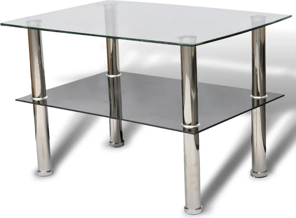 vidaXL Măsuță de cafea din sticlă, 2 niveluri