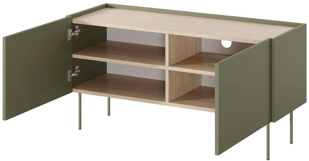 Dulap TV Desin 120 cm cu picioare metalice - stejar maslin / nagano