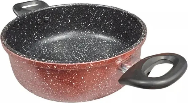 Cratita cu capac din sticla Rosberg R51318G22, 22x8,5 cm, 2.8 L, Finisaj marmura, Inductie, Bordeaux melange