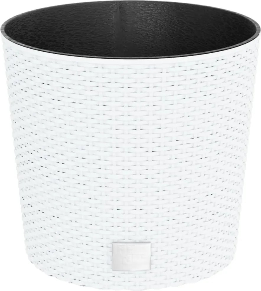 vidaXL Jardinieră cu interior detașabil, alb, 15 / 15,3 L, PP ratan