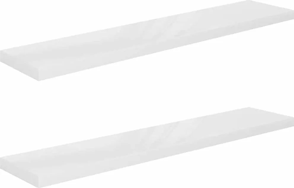 vidaXL Rafturi de perete, 2 buc., alb extralucios, 120x23,5x3,8 cm MDF