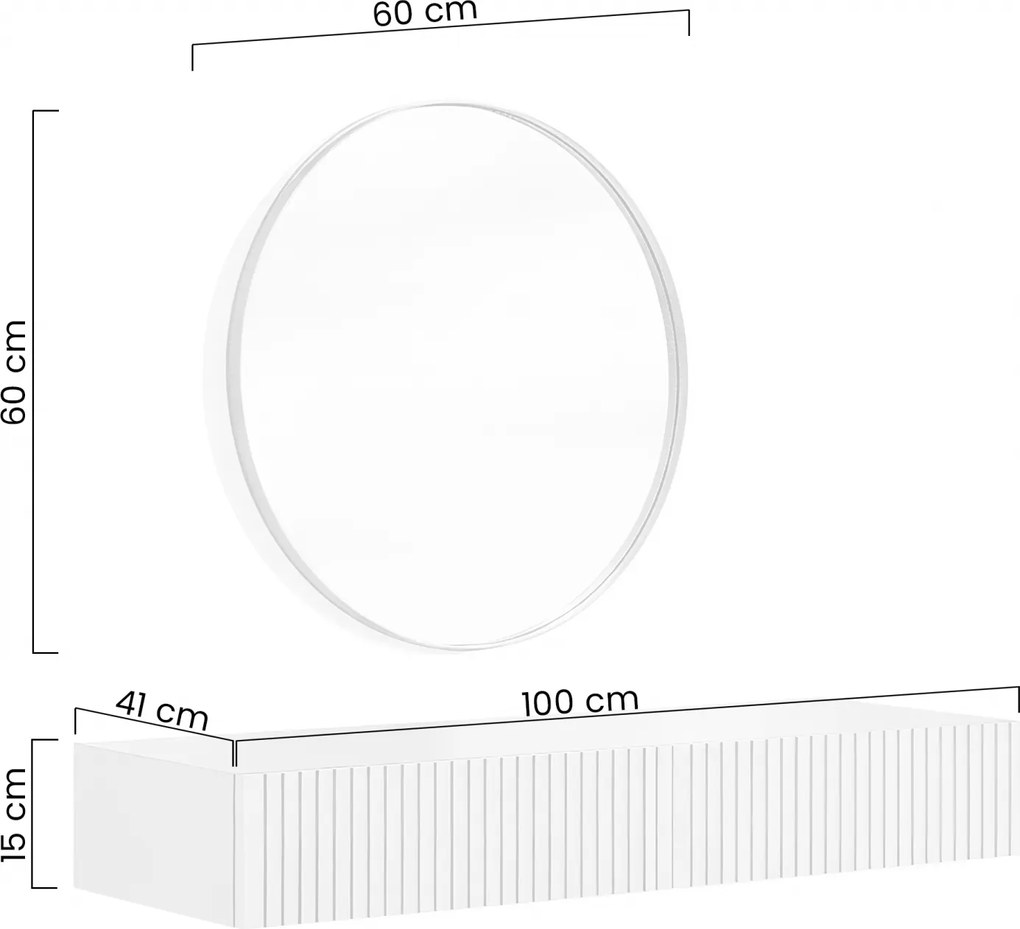 Măsuță de toaletă suspendată cu oglindă neagră Nicole 60 cm - negru mat / negru