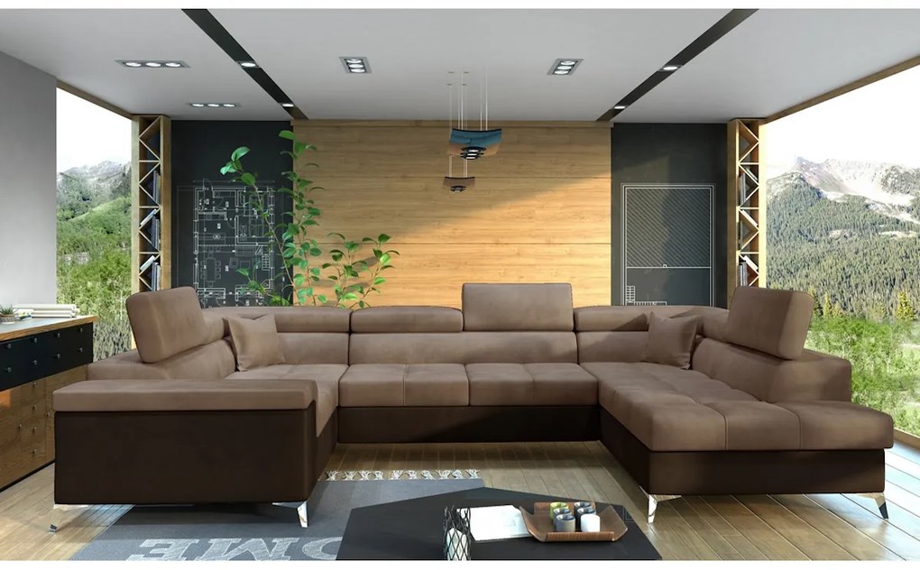 Supermobel Canapea extensibilă în formă de U THIAGO, 350x90x202, monolith 77, dreapta