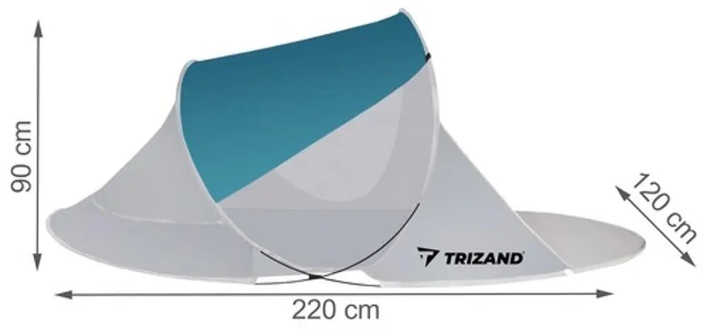 Cort de plaja SUNSHADE 120x220 cm, albastru-alb