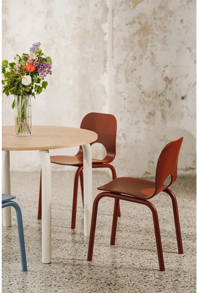 Masă de dining rotundă cu blat cu aspect de lemn de stejar ø 100 cm Meko – noo.ma