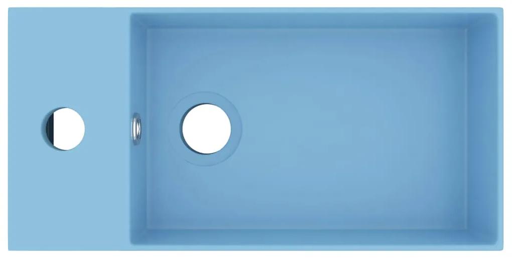 Chiuveta de baie cu preaplin, albastru deschis, ceramica Albastru deschis