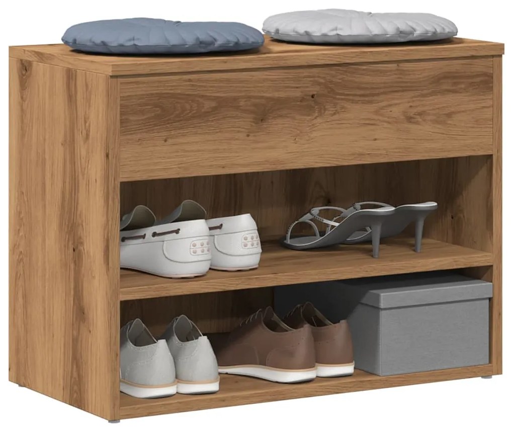 vidaXL Banchetă pantofar stejar artizanal 60x30x45 cm, lemn prelucrat
