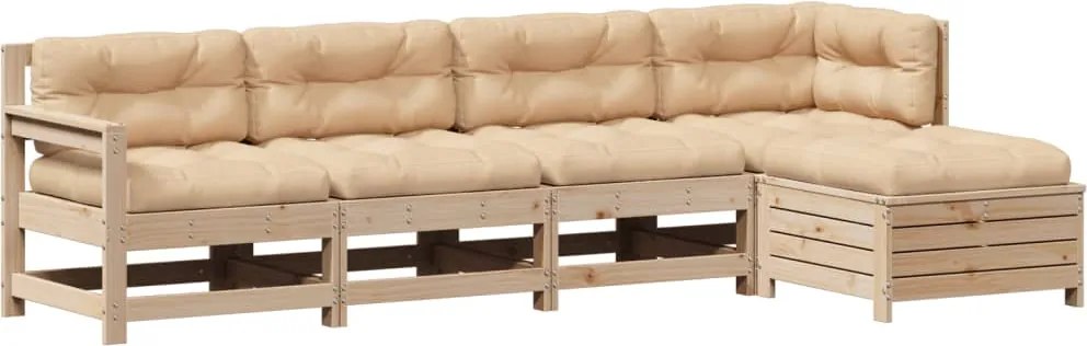 vidaXL Set mobilier de grădină cu perne, 5 piese, lemn masiv de pin
