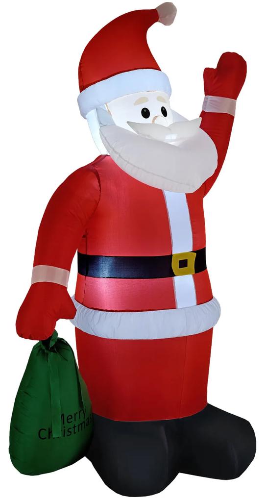 Moș Crăciun XL 180cm cu umflare integrată, LED-uri 2 pini și 2 cabluri - roșu-alb