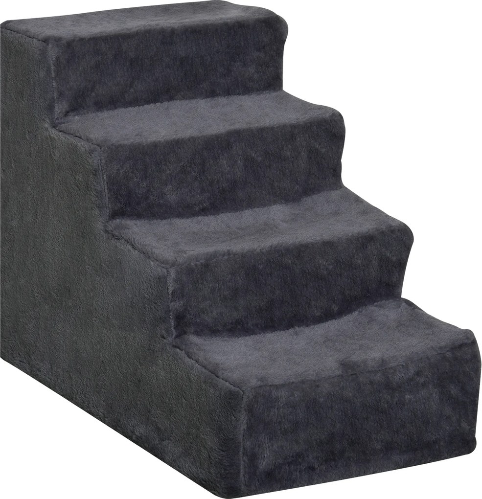 PawHut Scăriță pentru Câini Portabilă cu 4 Trepte, Scară pentru Animale Domestice, 60x35x44 cm, Gri Închis | Aosom Romania