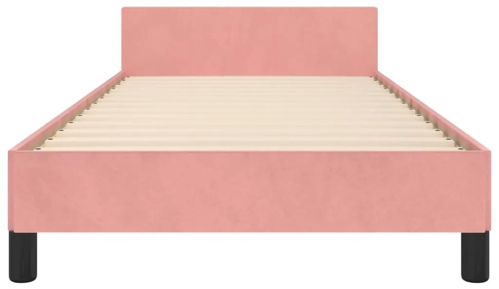 Cadru de pat cu tablie, roz, 90x200 cm, catifea Roz, 90 x 200 cm, Design simplu