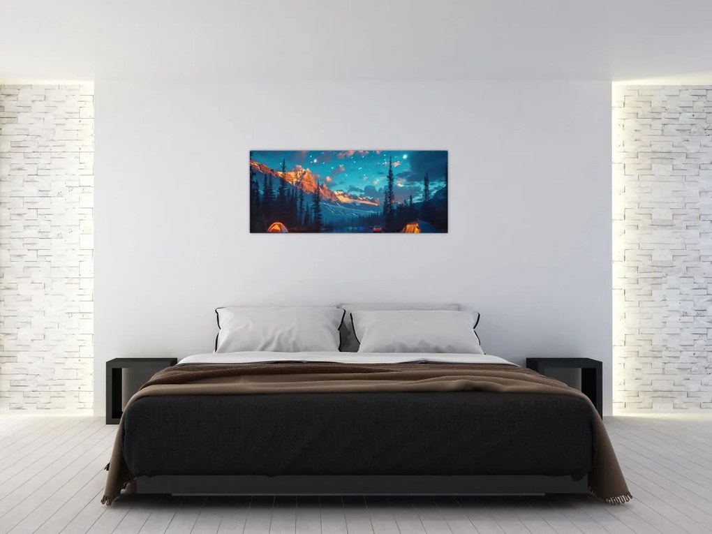 Tablou - Camping în munți (120x50 cm)