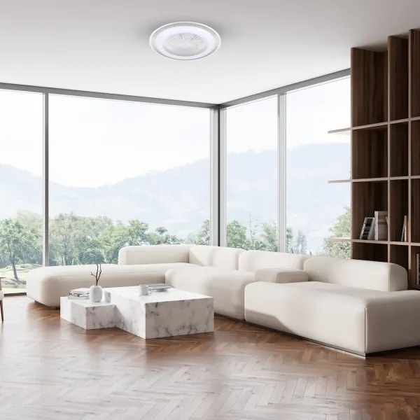 Plafonieră LED dimabilă cu ventilator ZONDA LED/48W/230V argintiu + telecomandă