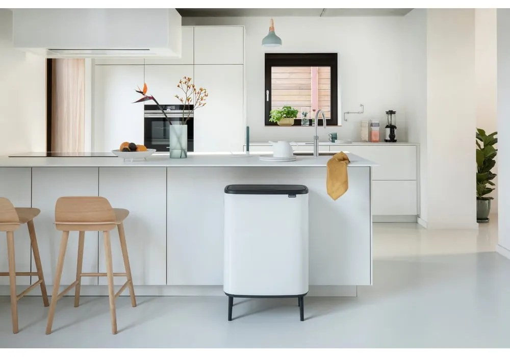 Coș de gunoi alb cu senzori de atingere din oțel 60 l Bo Touch Bin Hi – Brabantia