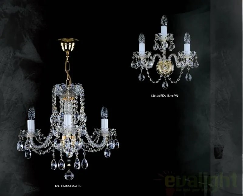 Candelabru Cristal Bohemia Exclusive 3 brate, diam. 47cm Francesca III. CE