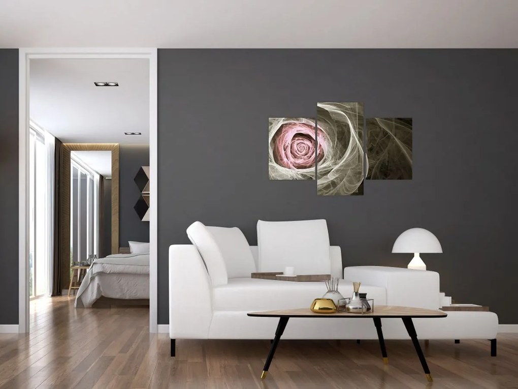 Tablou - Abstract trandafir roz deschis roz (90x60 cm)