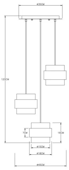 Lustră pe cablu MILEY 3xE27/60W/230V neagră/alamă Globo 15560-3H