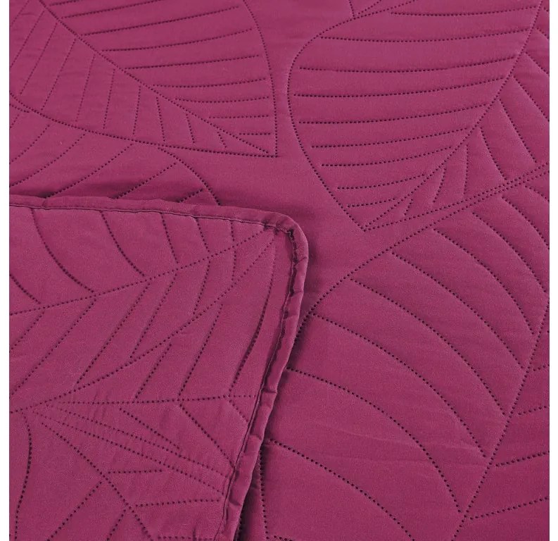 Cuvertura violet pentru pat cu model LEAVES Dimensiune: 200 x 220 cm