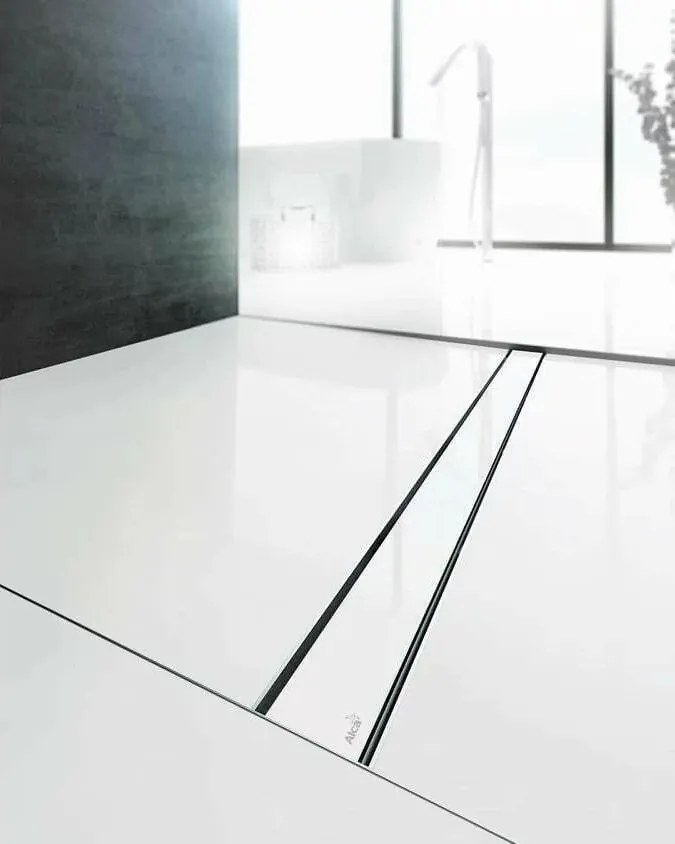 Set rigola pentru dus plus capac sticla alba Alca Glass si APZ106 105 cm