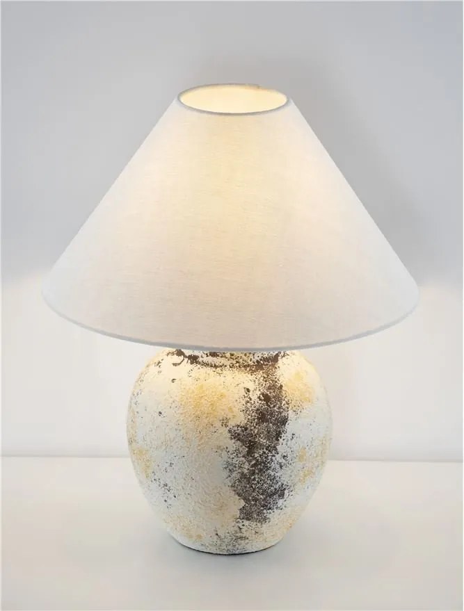 Veioza decorativa, Ceramica, Tesatura, Alb, LUPE