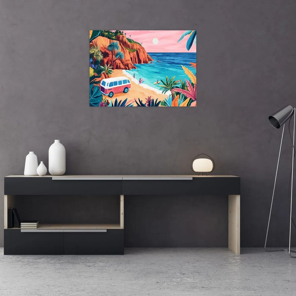 Tablou - Rulotă la ocean (70x50 cm)