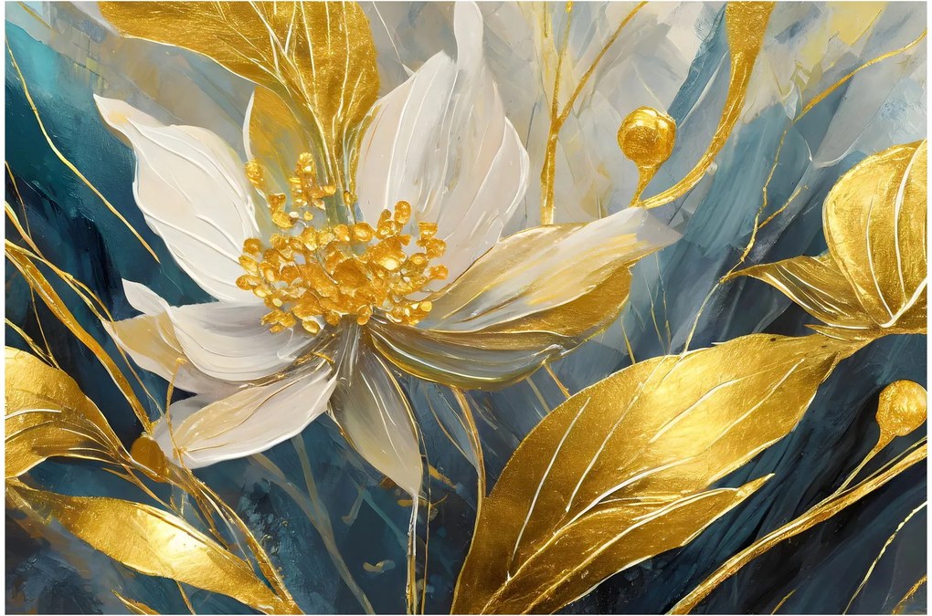 Tablou - Pictura de flori de aur (90x60 cm)