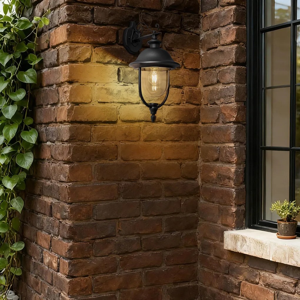 Lampă clasică de perete pentru exterior neagră cu plastic IP44 - Genoa