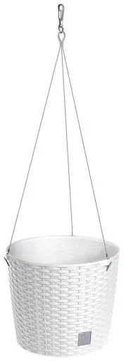 Ghiveci decorativ cu lant, rotund, alb, 25.6x21.9 cm, Rato Round WS